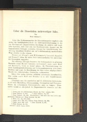 Ueber die Dissociation mehrwertiger Salze