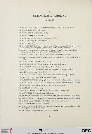 H. Gebrauchs-Mobiliar (Nr. 764-906)