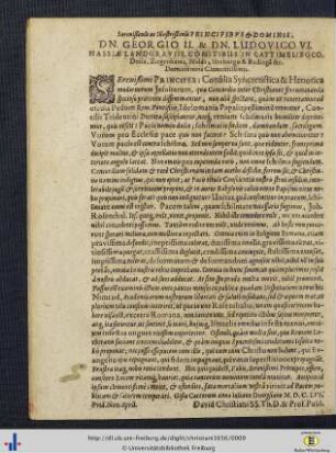 Serenißimis ac illustrißimis Principibus et Dominis, Dn. Georgio II. et Dn. Ludovico VI. Hassiae Landgraviis ...