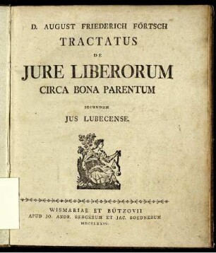 Tractatus De Jure Liberorum Circa Bona Parentum Secundum Jus Lubecense