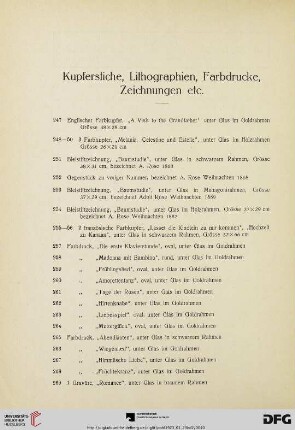 Kupferstiche, Lithographien, Farbdrucke, Zeichnungen etc. (Nr. 247-269)
