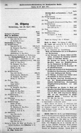 Sitzung 31, 28. Juni 1921