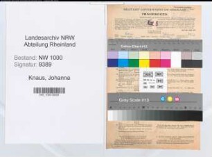 Entnazifizierung Johanna Knaus, geb. 31.01.1917 (Stenotyp.)