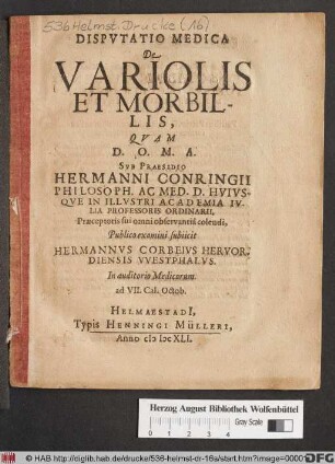 Disputatio Medica De Variolis Et Morbillis