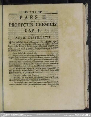 Pars II. De Productis Chemicis