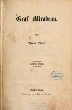 Graf Mirabeau : Von Theodor Mundt, 3