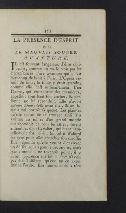 La presence d'Esprit ou Le Mauvais Souper Avanture.