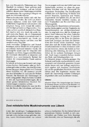 Zwei mittelalterliche Musikinstrumente aus Lübeck