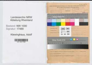 Entnazifizierung Adolf Klewinghaus, geb. 22.04.1895 (Techn.Angest.)
