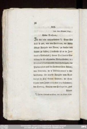 XIX. den 2ten Oktober 1745.