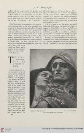 39.1909/10 = Nr. 156: The late A. G. MacGregor : an appreciation