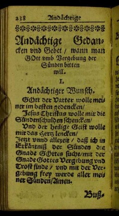 Andächtige Gedancken und Gebet/ wann man Gott umb Vergebung der Sünden bitten will.