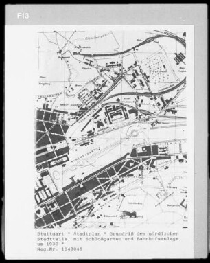 Grundriss des nördlichen Stadtteils, mit Schlossgarten und Bahnhofsanlage