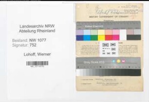 Entnazifizierung Werner Lohoff , geb. 06.08.1917 (Polizist)