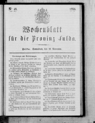Nr. 48, Ausgabe vom 29. November 1856