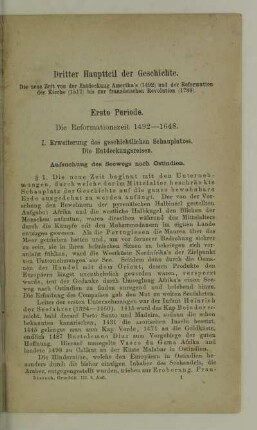 Erste Periode. Die Reformationszeit 1492-1648