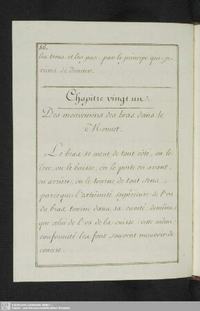 Chapitre vingt un. Des mouvemens des bras dans le Menuet
