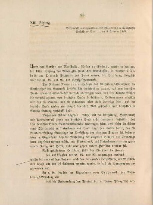 XIII. Sitzung. Verhandelt ... zu Berlin, am 5. Februar 1848