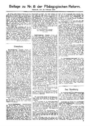 Mädchenerziehung : [Fortsetzung aus dem Hauptblatt] ; Beilage zu Nr. 8 der Pädagogischen Reform