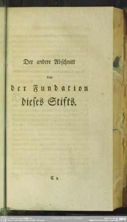 Der andere Abschnitt von der Fundation dieses Stifts