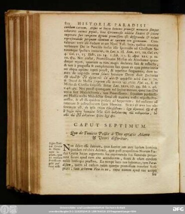 Caput Septimum. Quo de Tunicis Pellis à Deo aptatis Adamo Uxori disseritur.