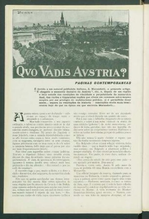 Quo Vadis Austria? : Páginas contemporâneas