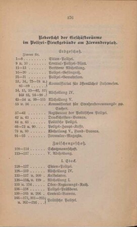 Uebersicht der Geschäftsräume im Polizei-Dienstgebäude am Alexanderplatz