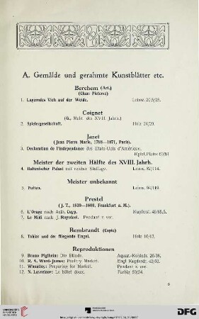 Gemälde und gerahmte Kunstblätter (Nr. 1-195)