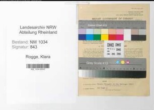 Entnazifizierung Klara Rogge , geb. 18.06.1891 ()