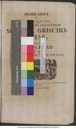 Programma In Exseqviis Virtvtvm Lavde Ornatissimae Sophiae Grischovviae, Natae Zeidlerae P. P. In Academia Ienensi