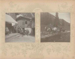links: "Jägerhaus Verein" rechts: Pferdefuhrwerk am "Verein" (?)