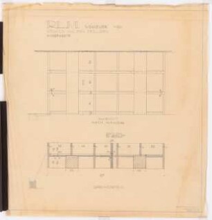 Reichsluftfahrtministerium, Berlin: Weinkeller L4: Regale Ansicht , Grundriss 1:20
