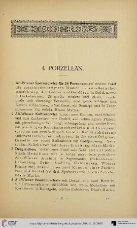 I. Porzellan (Nr. 1-194)