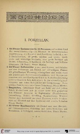 I. Porzellan (Nr. 1-194)