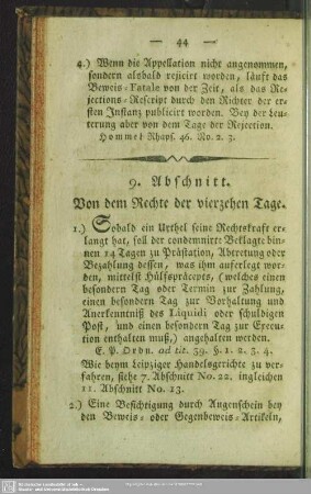 9. Abschnitt. Von dem Rechte der vierzehen Tage