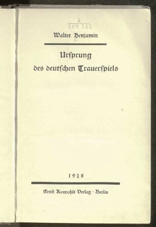 Ursprung des deutschen Trauerspiels