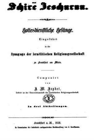 [Erste Sammlung] gottesdienstlicher Gesänge : in drei Abtheilungen