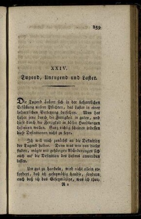 XXIV. Tugend, Untugend und Laster.