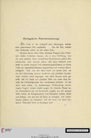 Hochgeehrte Festversammlung!