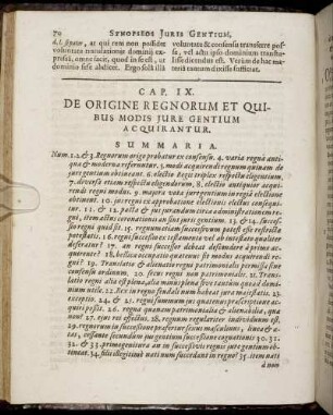 Cap. IX. De Origine Regnorum Et Quibus Modis Jure Gentium Acquirantur.