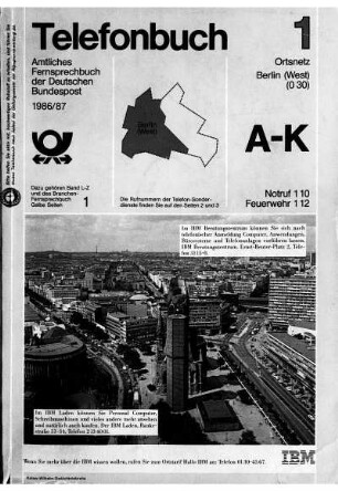 1986/1987: Telefonbuch : das Telefonbuch der Deutschen Telekom AG