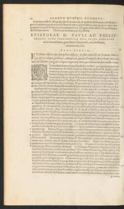 Epistolae D. Pauli Ad Philippenses ... Pars Tertia.