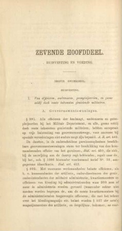 Zevende hoofddeel. Huisvesting en voeding