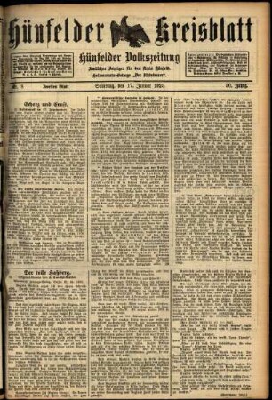 Zweite Ausgabe vom Samstag, den 17. Januar 1925.