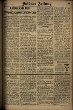 Zweite Ausgabe vom Samstag, den 17. Mai 1930.