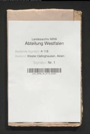 Repertorium des Oelinghauser Archivs.