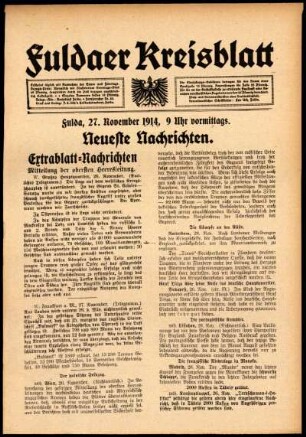 Zweite Ausgabe vom Freitag, den 27. November 1914.