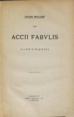 De Accii fabulis disputatio