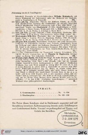 Fortsetzung der 3. Umschlagseite (Nr. 225-230)