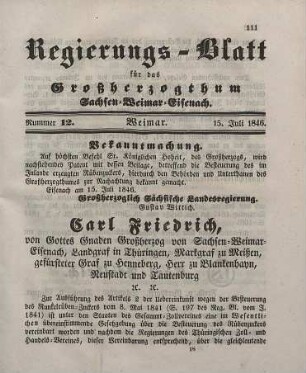 Nr. 12 : 15. Juli 1846